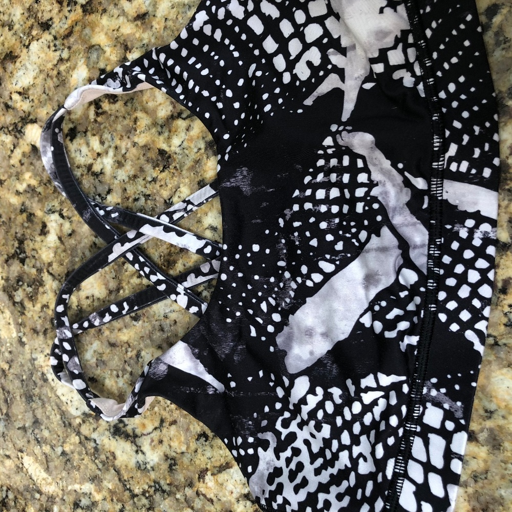 Black and white printed Lululemon Energy bra 6